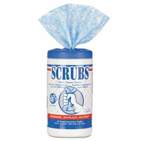 ITW PRO BRANDS SCRUBS, Hand Cleaner Towels, 10 X 12, Blue/white, 30/canister 42230